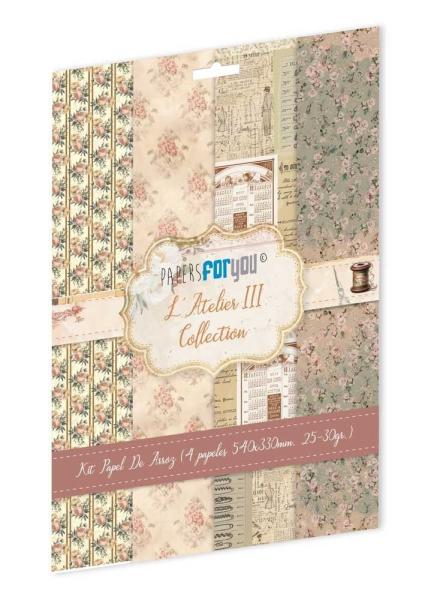 Papers For you - Decoupage Papier "L'Atelier III" Rice Paper Kit - 4 Bogen