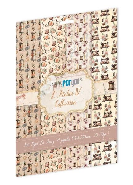 Papers For you - Decoupage Papier "L'Atelier VI" Rice Paper Kit - 4 Bogen