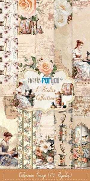 Papers For You - Designpapier "L'Atelier" Scrap Paper Pack 6x12 Inch - 10 Bogen 