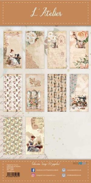 Papers For You - Designpapier "L'Atelier" Scrap Paper Pack 6x12 Inch - 10 Bogen 