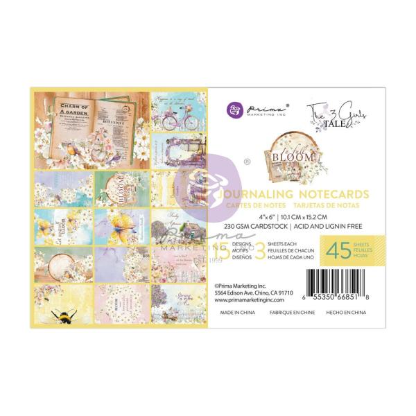 Prima Marketing - Designpapier "In Full Bloom" Paper Pack - Journaling Cards 4x6 Inch - 45 Bogen