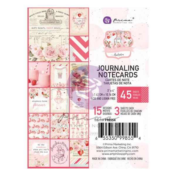 Prima Marketing - Designpapier "Strawberry Milkshake" Paper Pack - Journaling Cards 3x4 Inch - 45 Bogen