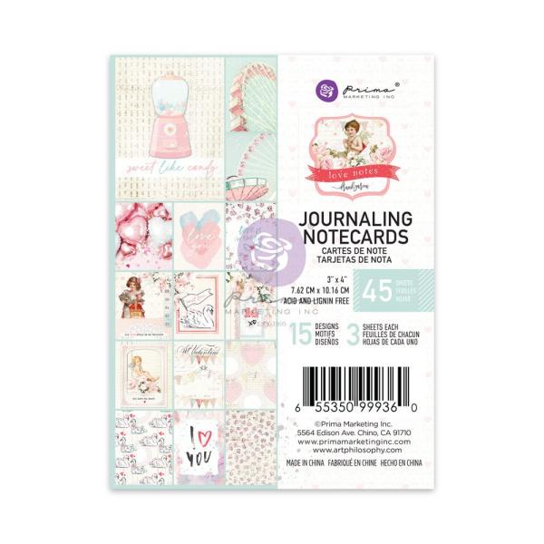 Prima Marketing - Designpapier "Love Notes" Paper Pack - Journaling Cards 3x4 Inch - 45 Bogen