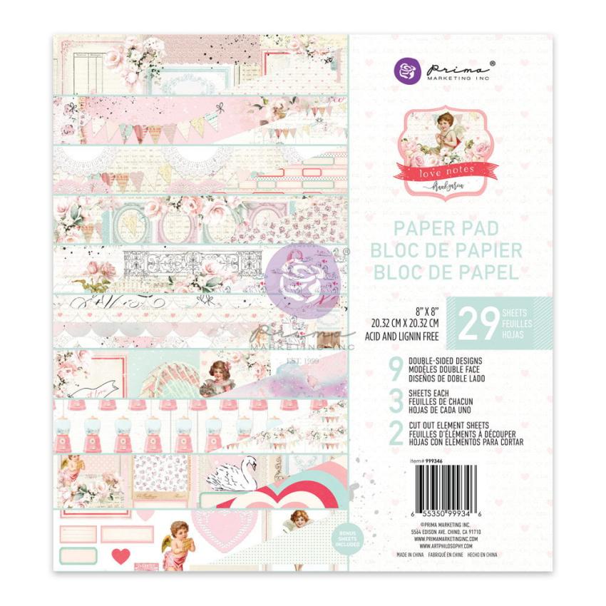 Prima Marketing - Designpapier "Love Notes" Paper Pack 8x8 Inch - 29 Bogen