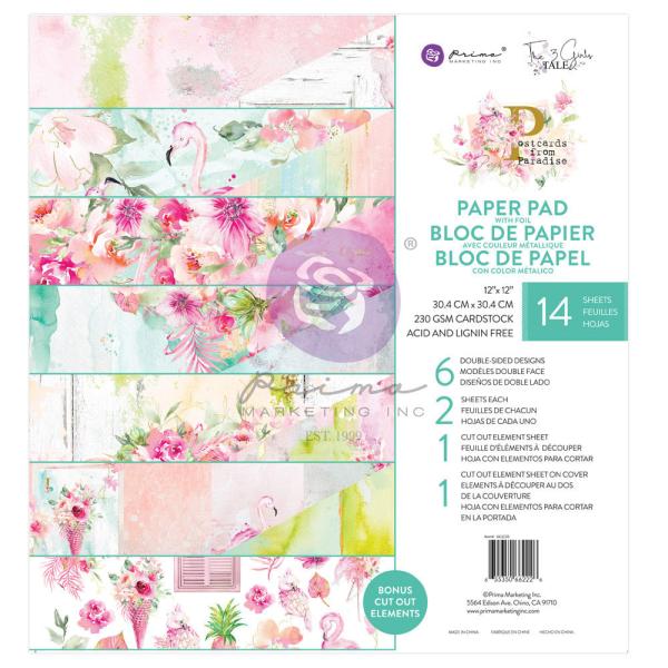 Prima Marketing - Designpapier "Postcards from Paradise" Paper Pack 12x12 Inch - 14 Bogen