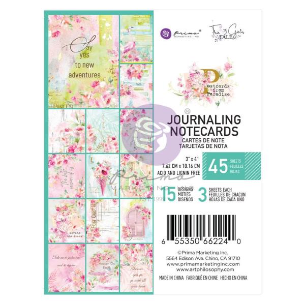 Prima Marketing - Designpapier "Postcards from Paradise" Paper Pack - Journaling Cards 3x4 Inch - 45 Bogen