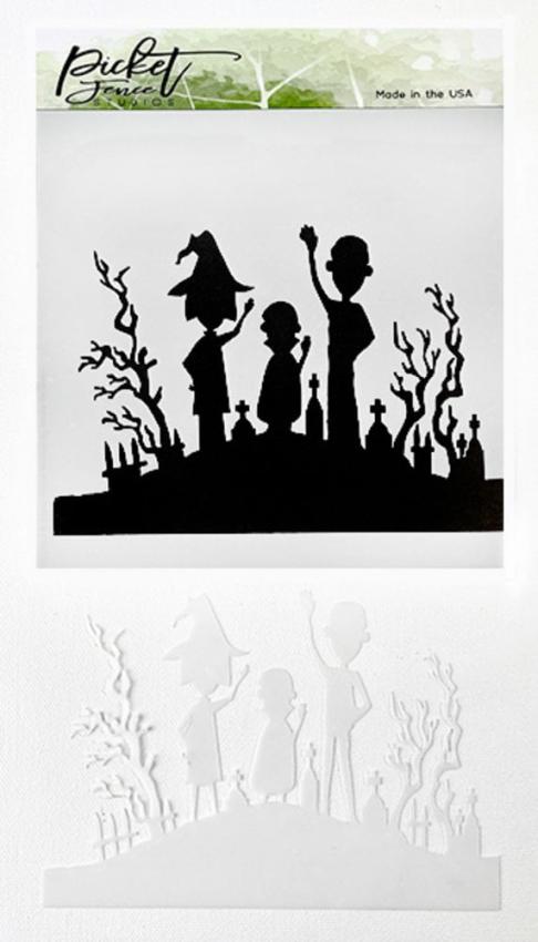 Picket Fence Studios - Schablone "Be Spooky Together" Stencil 6x6 Inch