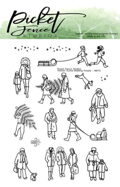 Picket Fence Studios - Stempelset "Winter Scene Building People" Clear stamps