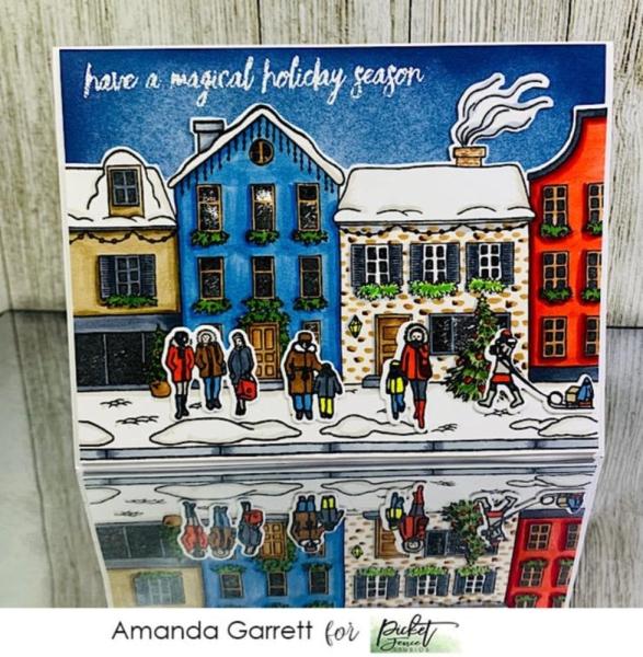 Picket Fence Studios - Stempelset "Winter Scene Building People" Clear stamps