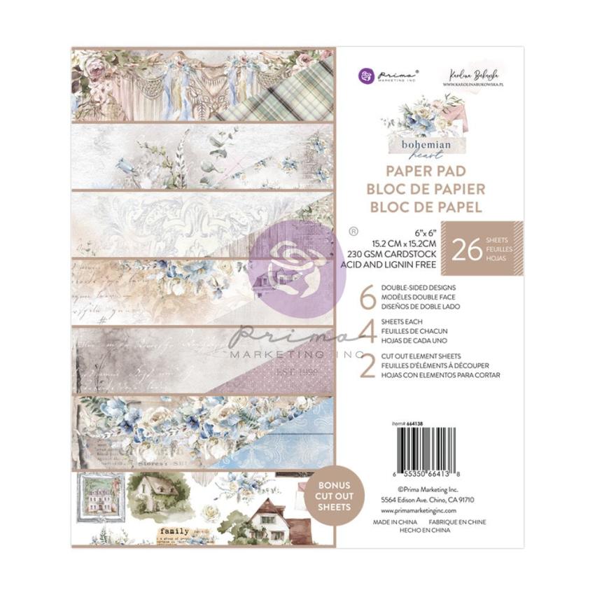 Prima Marketing - Designpapier "Bohemian Heart" Paper Pack 6x6 Inch - 26 Bogen