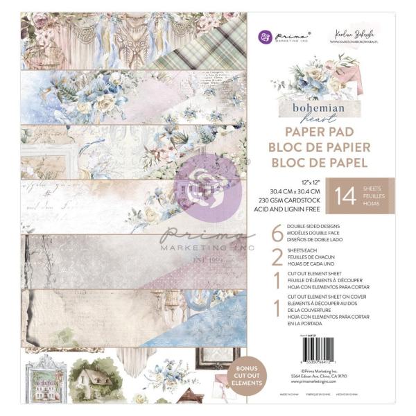 Prima Marketing - Designpapier "Bohemian Heart" Paper Pack 12x12 Inch - 14 Bogen