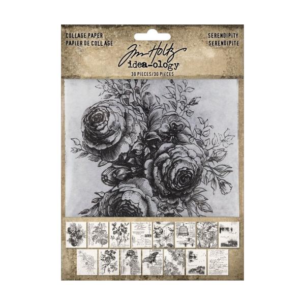 Tim Holtz - Idea Ology - Decoupage Papier "Collage Paper Serendipity" Paper Pack 5x6 Inch - 30 Bogen 