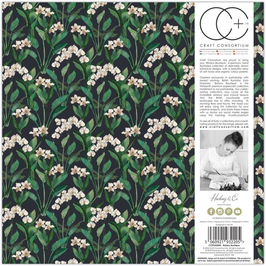 Craft Consortium - Designpapier "Botany Boutique" Paper Pad 12x12 Inch - 30 Bogen