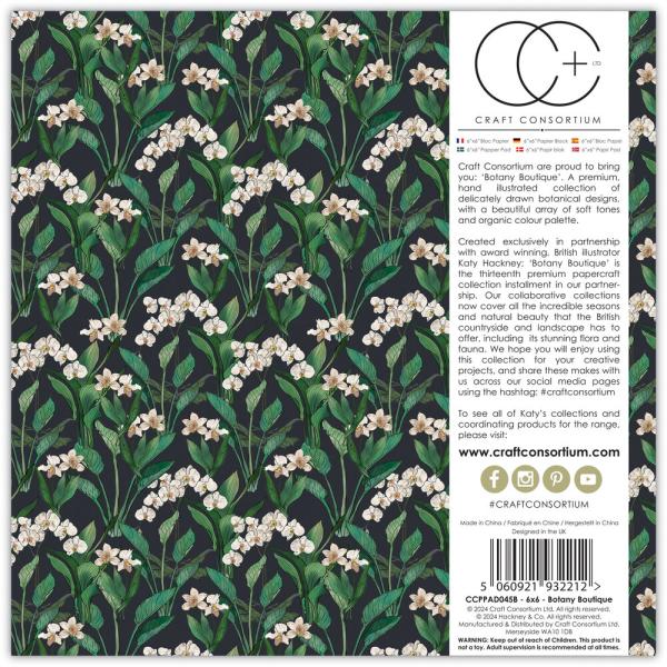 Craft Consortium - Designpapier "Botany Boutique" Paper Pad 6x6 Inch - 40 Bogen