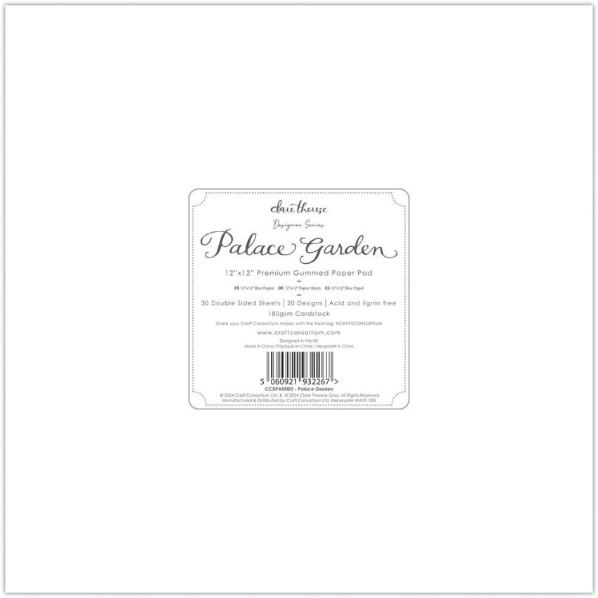 Craft Consortium - Designpapier "Palace Garden" Paper Pad 12x12 Inch - 30 Bogen