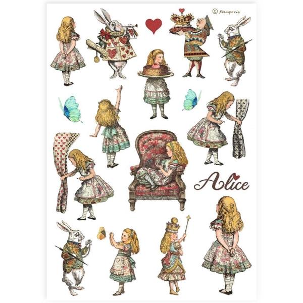 Stamperia - Decopatch Papier "Alice Elements" Decoupage A4 - 6 Bogen  