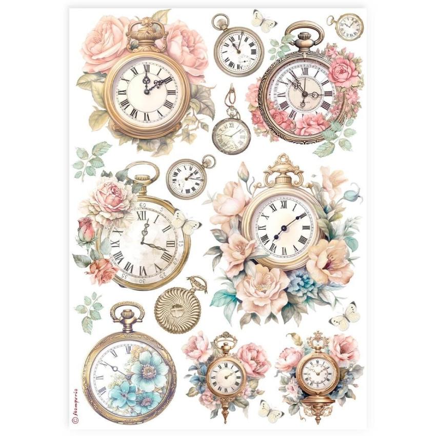 Stamperia - Decopatch Papier "Clocks" Decoupage A4 - 6 Bogen  