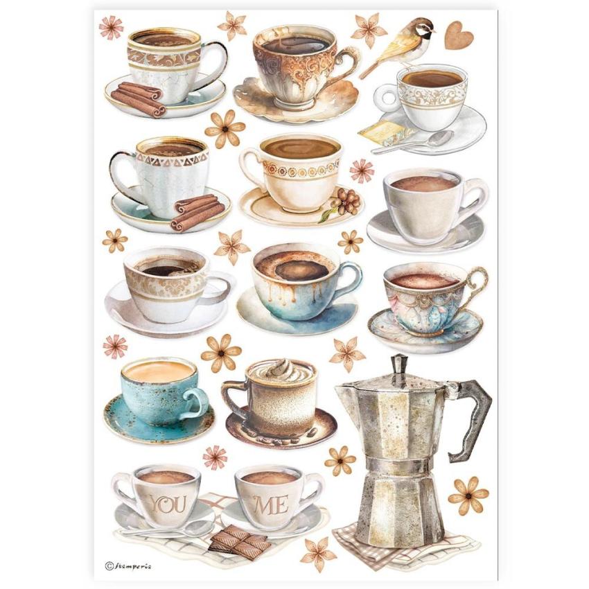 Stamperia - Decopatch Papier "Cups" Decoupage A4 - 6 Bogen  