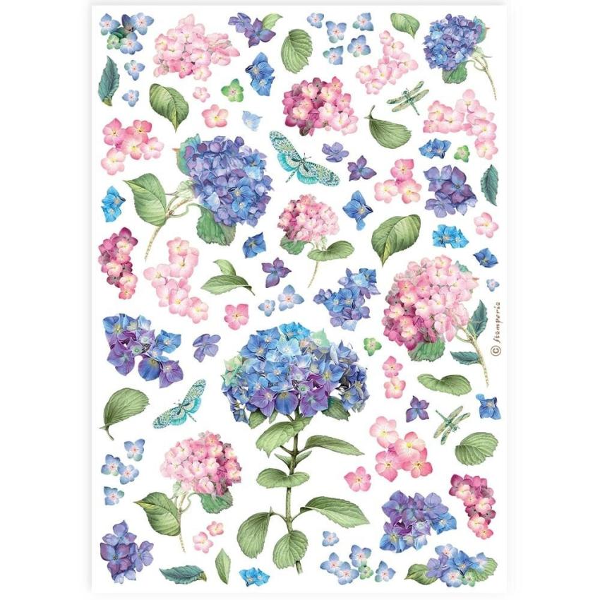 Stamperia - Decopatch Papier "Hortensia" Decoupage A4 - 6 Bogen  