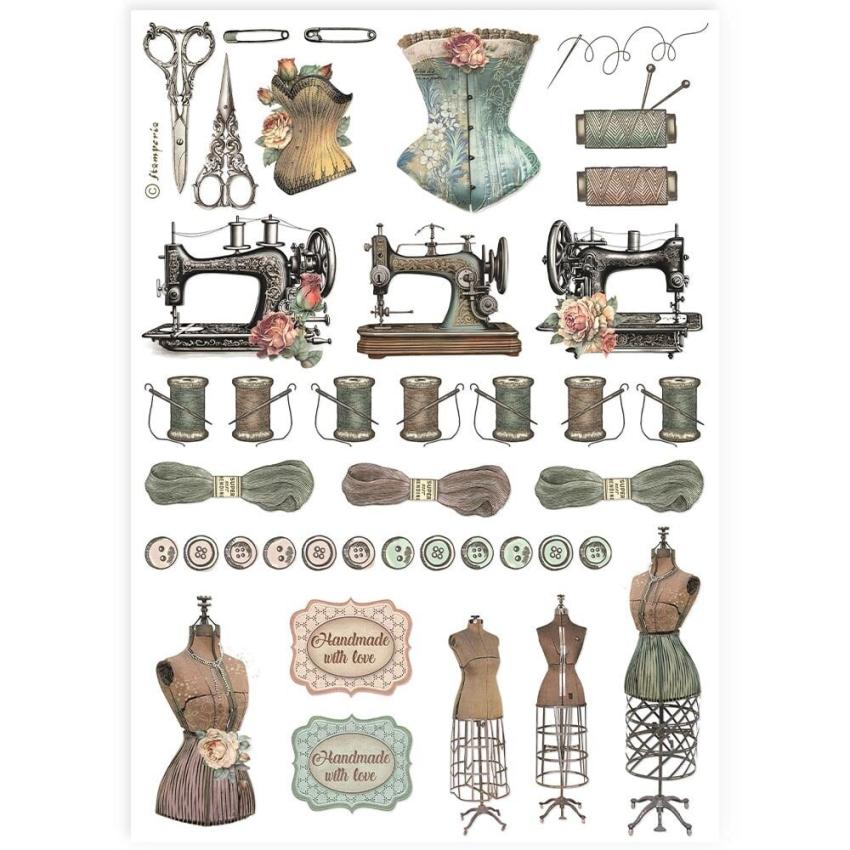 Stamperia - Decopatch Papier "Sewing Accessories" Decoupage A4 - 6 Bogen  