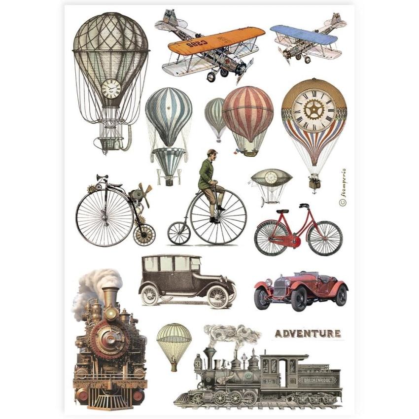 Stamperia - Decopatch Papier "Train and Balloons" Decoupage A4 - 6 Bogen  