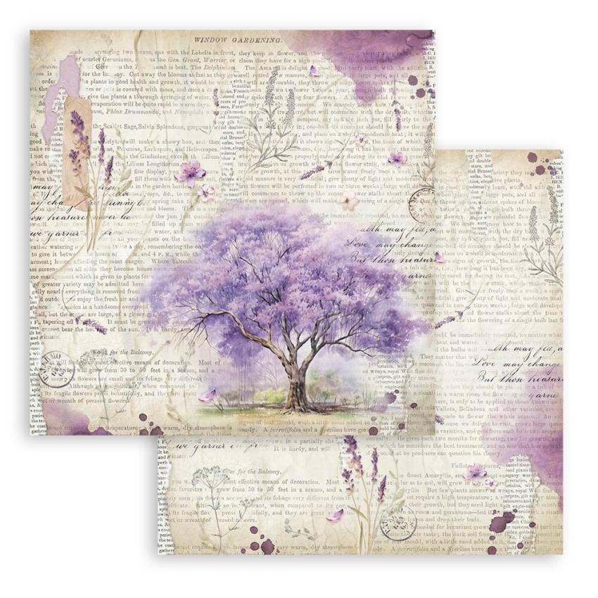 Stamperia - Designpapier "Lavender" Paper Pack 8x8 Inch - 10 Bogen