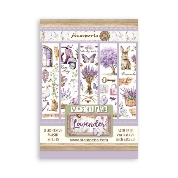 Stamperia - Washi Papier "Lavender" Washi Pad 14,8x21cm - 8 Bogen