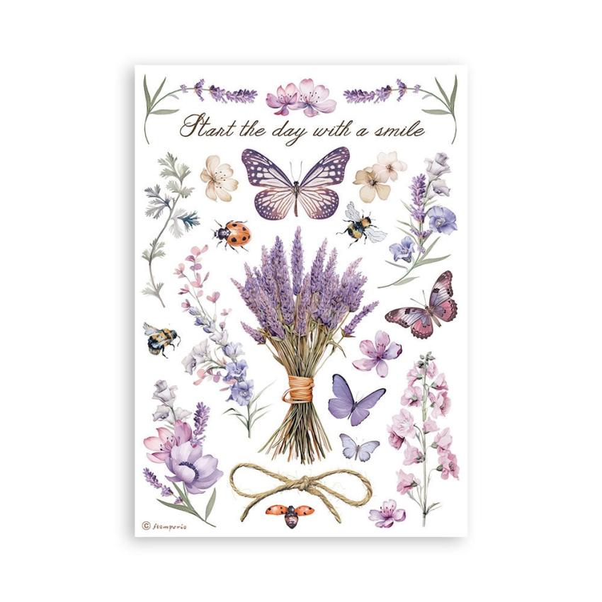 Stamperia - Washi Papier "Lavender" Washi Pad 14,8x21cm - 8 Bogen