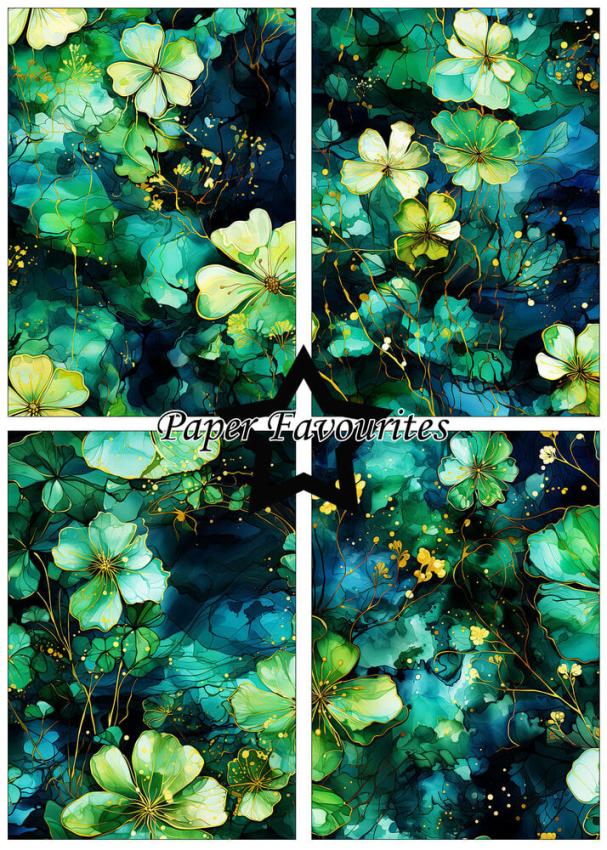 Paper Favourites - Designpapier "Alcohol Ink - Lucky Clover" Paper Pack A5 - 24 Bogen