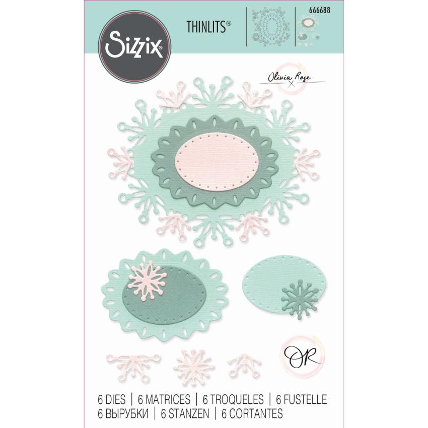 Sizzix - Stanzschablone "Snowflake Labels" Thinlits Craft Dies by Olivia Rose
