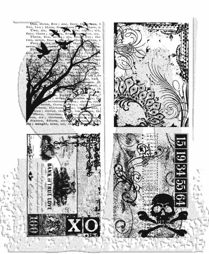 Stampers Anonymous - Gummistempelset "Ornate Collages" Cling Stamp Design by Tim Holtz