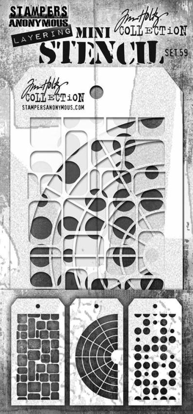 Stampers Anonymous - Schablone "Set #59" Layering Mini Stencil Design by Tim Holtz