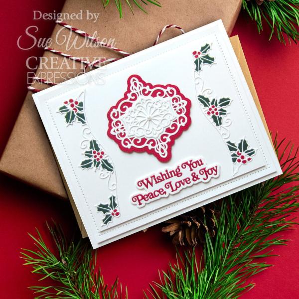 Creative Expressions - Stanzschablone "Festive Collection Wishing You Peace Love & Joy" Craft Dies Design by Sue Wilson