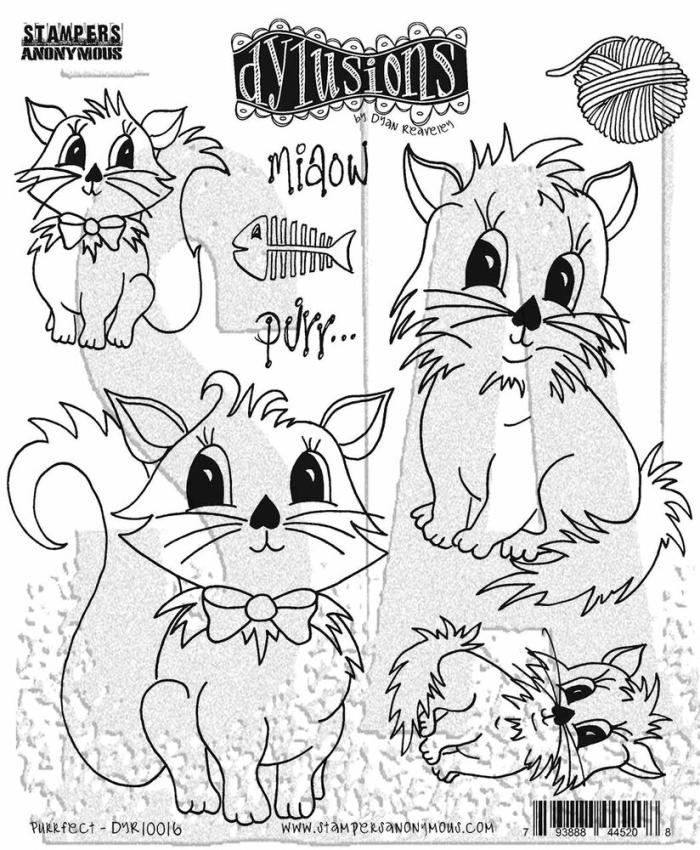 Stampers Anonymous - Gummistempelset "Purrfect" Dylusions Cling Stamp Design by Dyan Reaveley