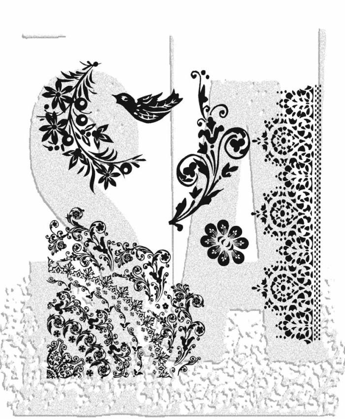 Stampers Anonymous - Gummistempelset "Floral Tattoo" Cling Stamp Design by Tim Holtz
