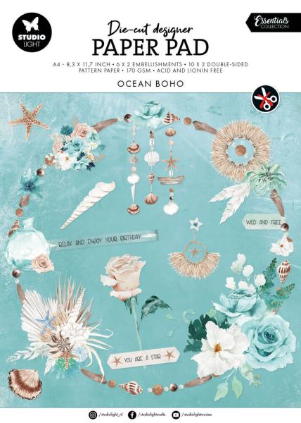 Studio Light - Stanzteile "Ocean Boho" Die Cut Block - 32 Bogen