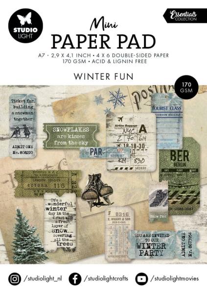 Studio Light - Designpapier "Winter Fun" Mini Paper Pad 2,9x4,1 Inch - 24 Bogen