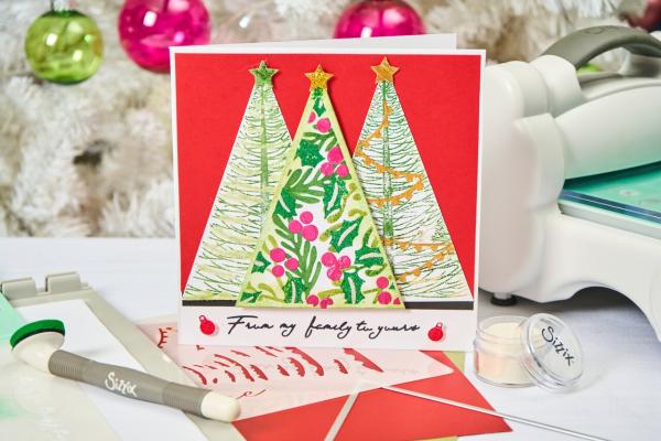 Sizzix - Schablone "Cosmopolitan Christmas, Happy Holidays" Layered Stencil Design by Stacey Park