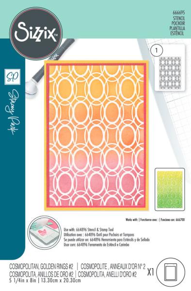 Sizzix - Schablone "Cosmopolitan, Golden Rings #2" Stencil Design by Stacey Park