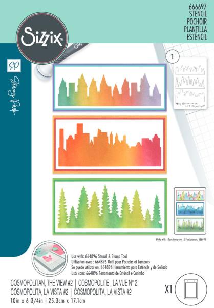 Sizzix - Schablone "Cosmopolitan, The View #2" Stencil Design by Stacey Park