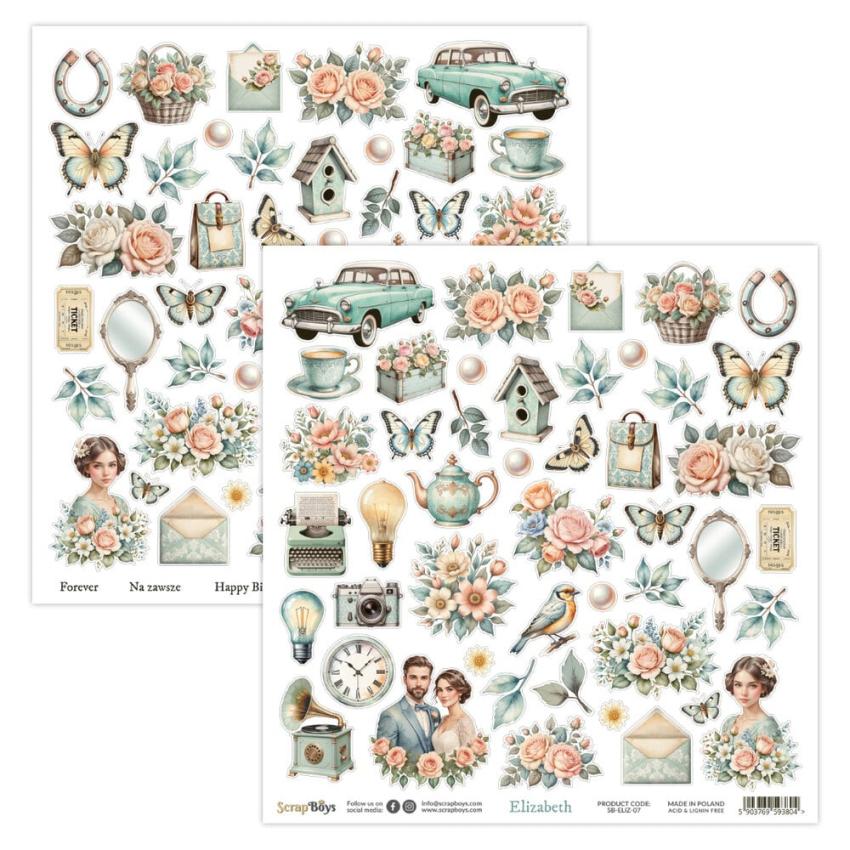 ScrapBoys - Designpapier "Elizabeth" Paper Pack 12x12 Inch - 12 Bogen