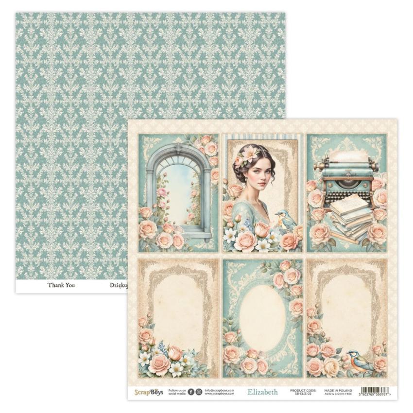 ScrapBoys - Designpapier "Elizabeth" Paper Pack 12x12 Inch - 12 Bogen