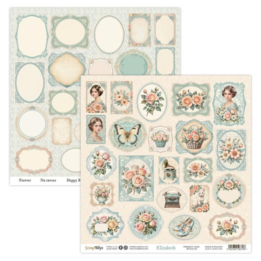 ScrapBoys - Designpapier "Elizabeth" Paper Pack 12x12 Inch - 12 Bogen