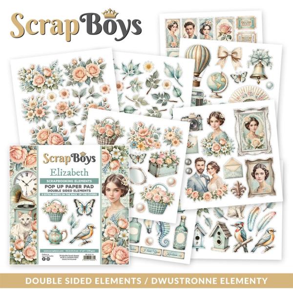 ScrapBoys - Stanzteile "Elizabeth" Pop Up Paper Pack 6x6 Inch - 24 Bogen