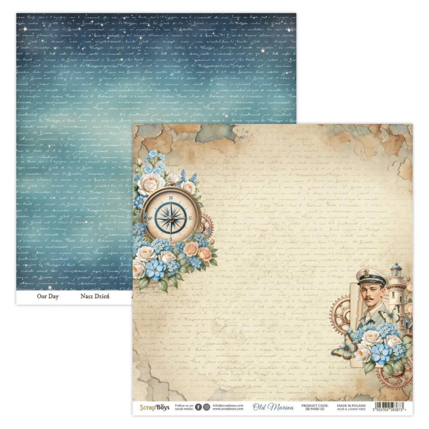 ScrapBoys - Designpapier "Old Marina" Paper Pack 12x12 Inch - 12 Bogen