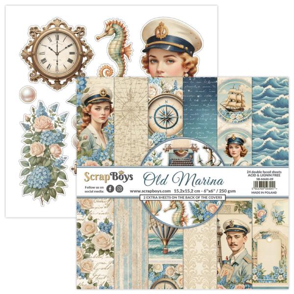 ScrapBoys - Designpapier "Old Marina" Paper Pack 6x6 Inch - 24 Bogen