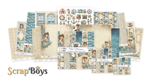 ScrapBoys - Designpapier "Old Marina" Paper Pack 8x8 Inch - 12 Bogen