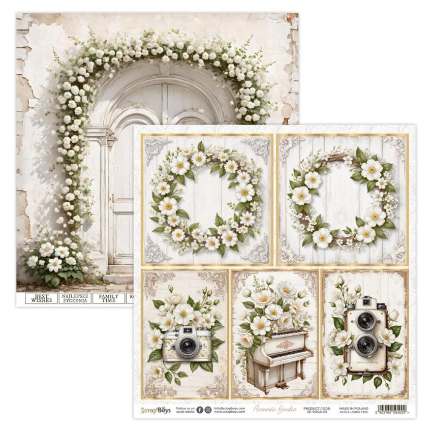 ScrapBoys - Designpapier "Romantic Garden" Paper Pack 12x12 Inch - 12 Bogen