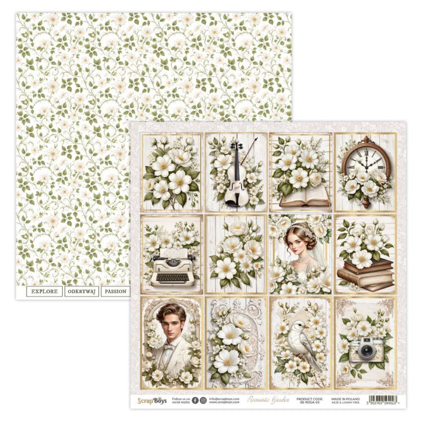 ScrapBoys - Designpapier "Romantic Garden" Paper Pack 12x12 Inch - 12 Bogen