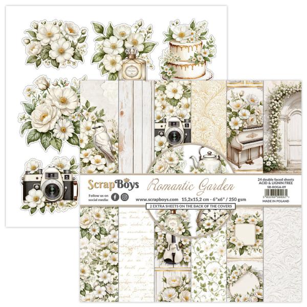 ScrapBoys - Designpapier "Romantic Garden" Paper Pack 6x6 Inch - 24 Bogen